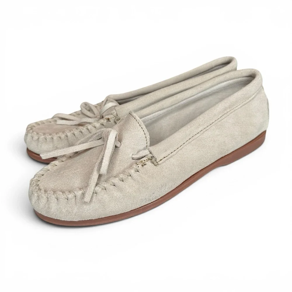 Minnetonka Flexible Slip On Moccasin Rubber Hardsole Women's 9 Neutral Loafer